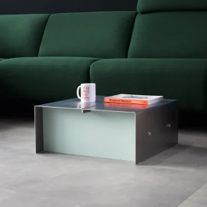 Core coffee table in painted aluminium by Lisanne Meester, in a living room