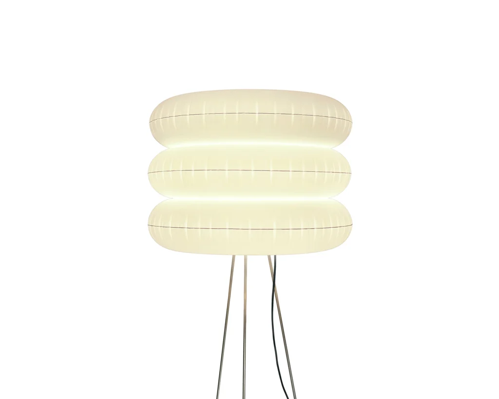 Big Puff Tripod Floor Lamp in Polyurethane and Steel — 3