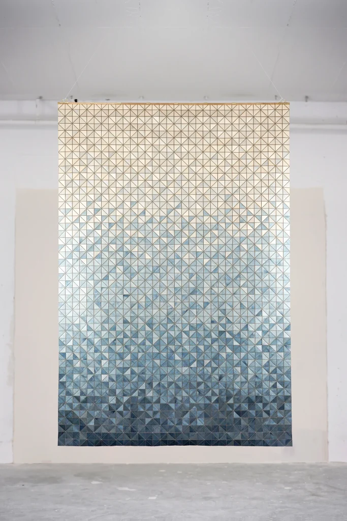 Fading Blue - Wooden Textile Wall Tapestry — 2