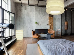 Big Puff floor lamp with a soft rounded shade in a styled interior