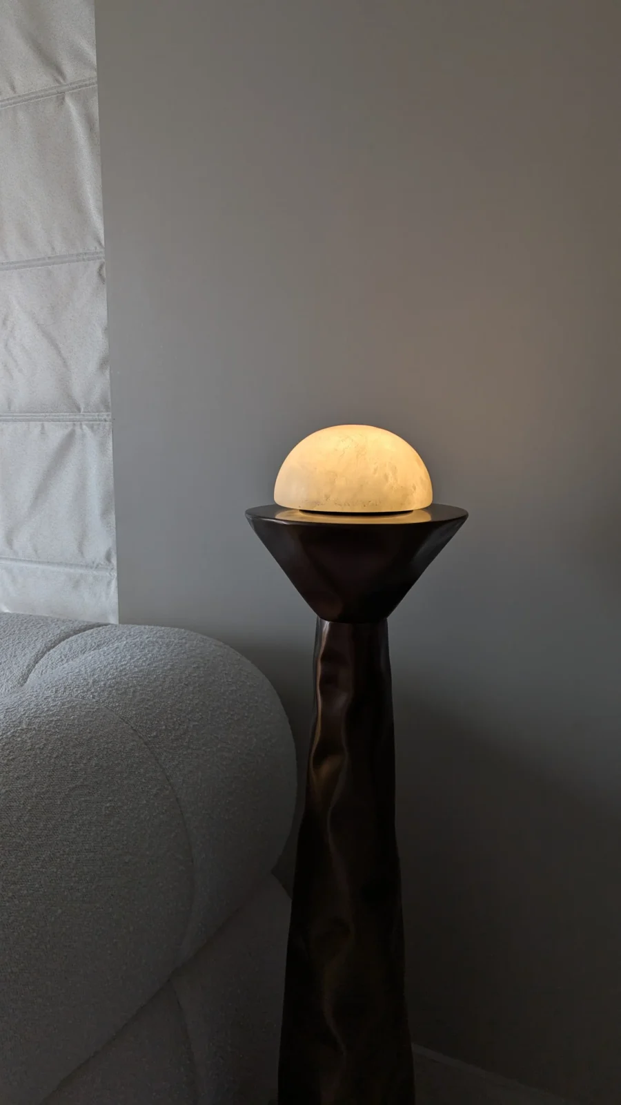 Oio Pedestal Floor Lamp in Stainless Steel and Alabaster — 2