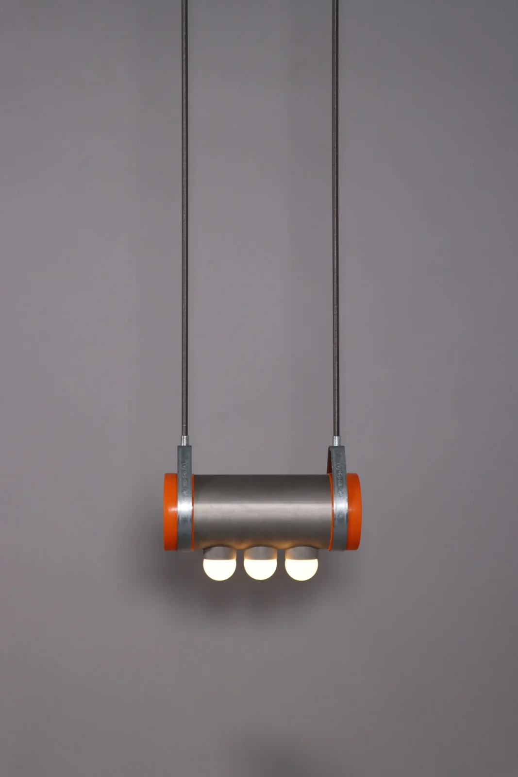 Three Bulb Upcycled Pendant Lamp in Raw Steel — 4