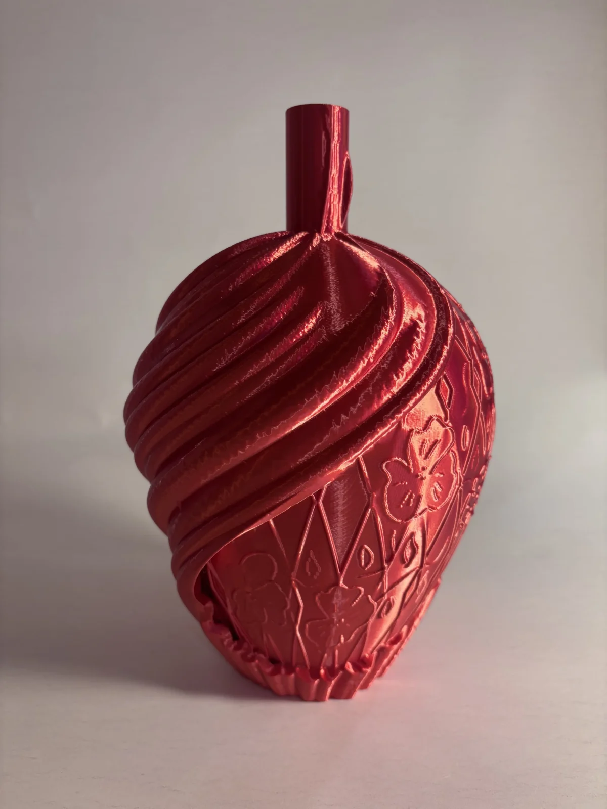 Underneath Me - 3d Printed Red Vase — 2