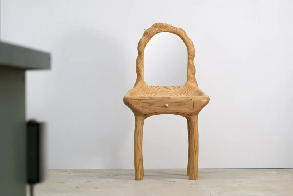 Vanity With Mirror - Red Oak Wood — 2