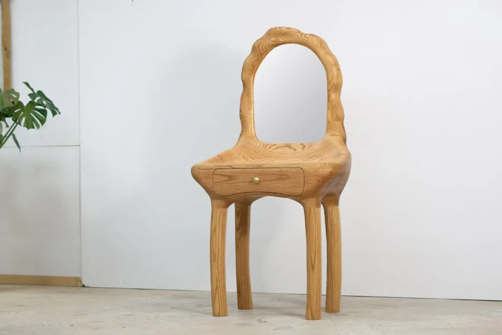 Vanity With Mirror - Red Oak Wood — 4