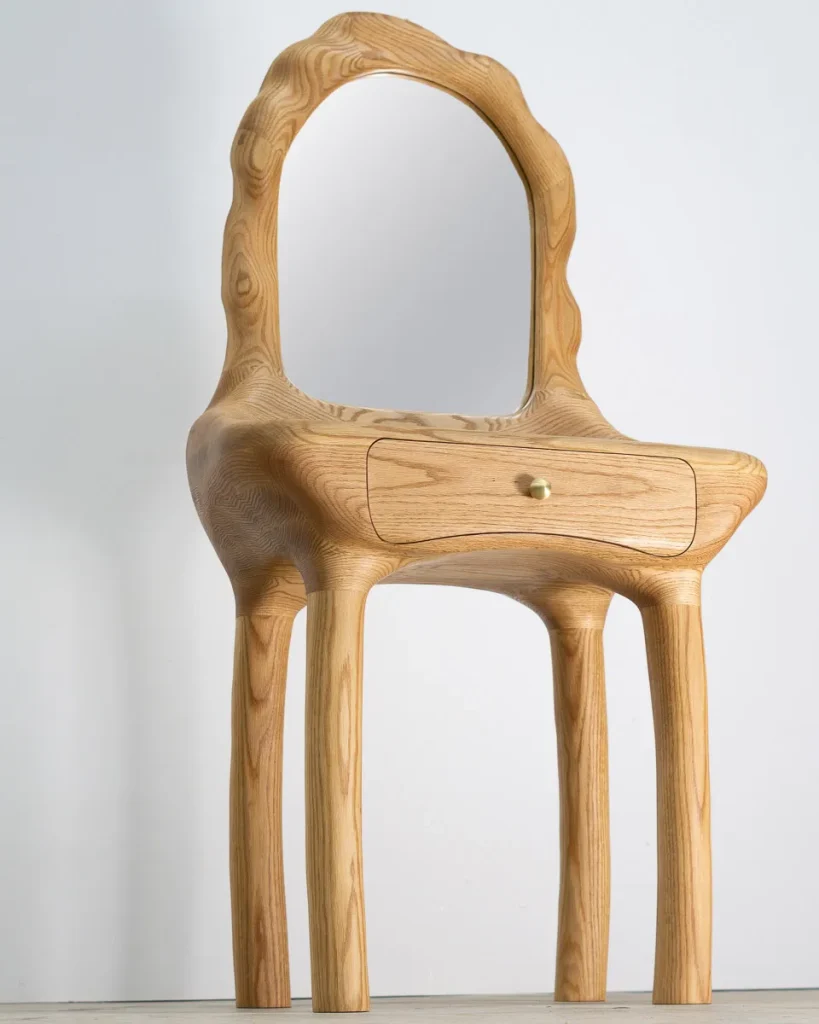 Vanity With Mirror - Red Oak Wood — 5
