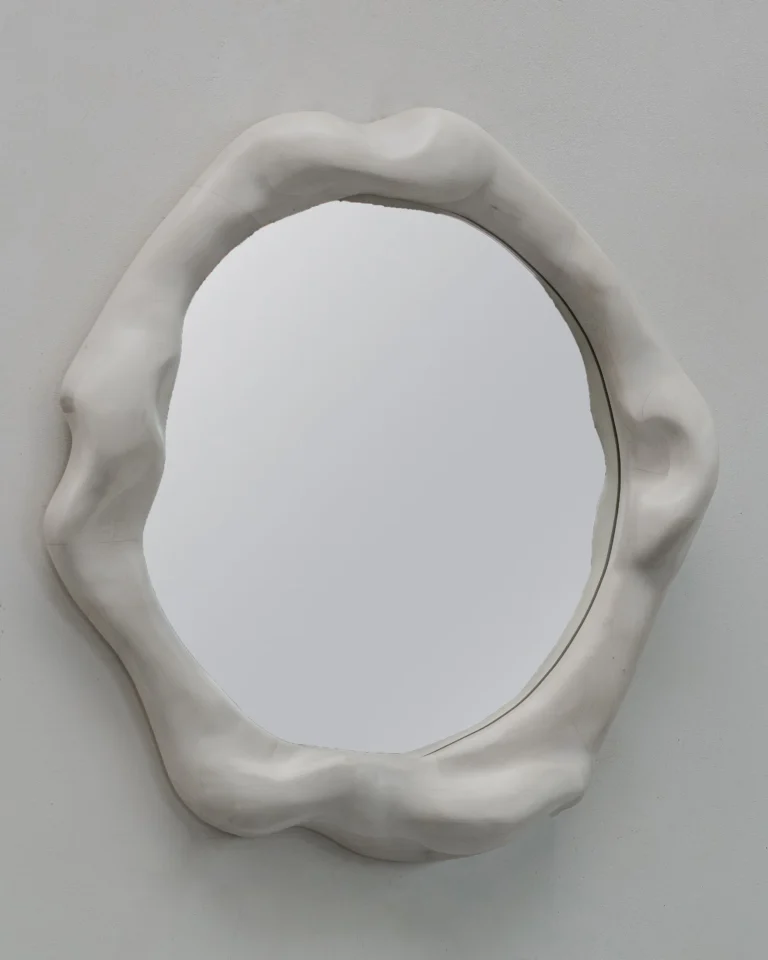 Big Sculptural Wavy Mirror In Bleached Maple — 2