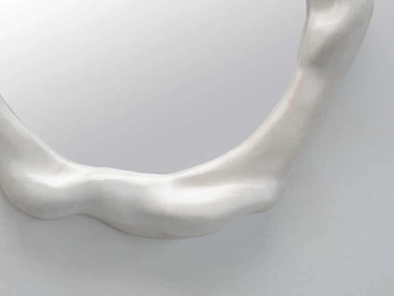 Big Sculptural Wavy Mirror In Bleached Maple — 4