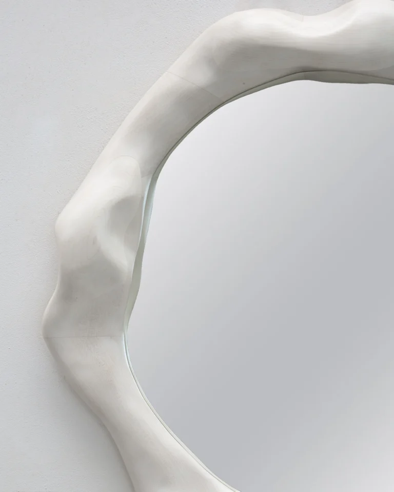 Big Sculptural Wavy Mirror In Bleached Maple — 5