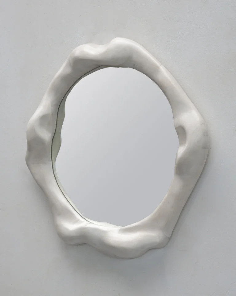 Big Sculptural Wavy Mirror In Bleached Maple — 6