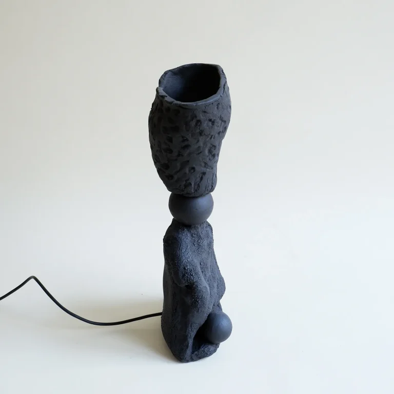 Stone Statis - Black Clay Table Lamp — 2