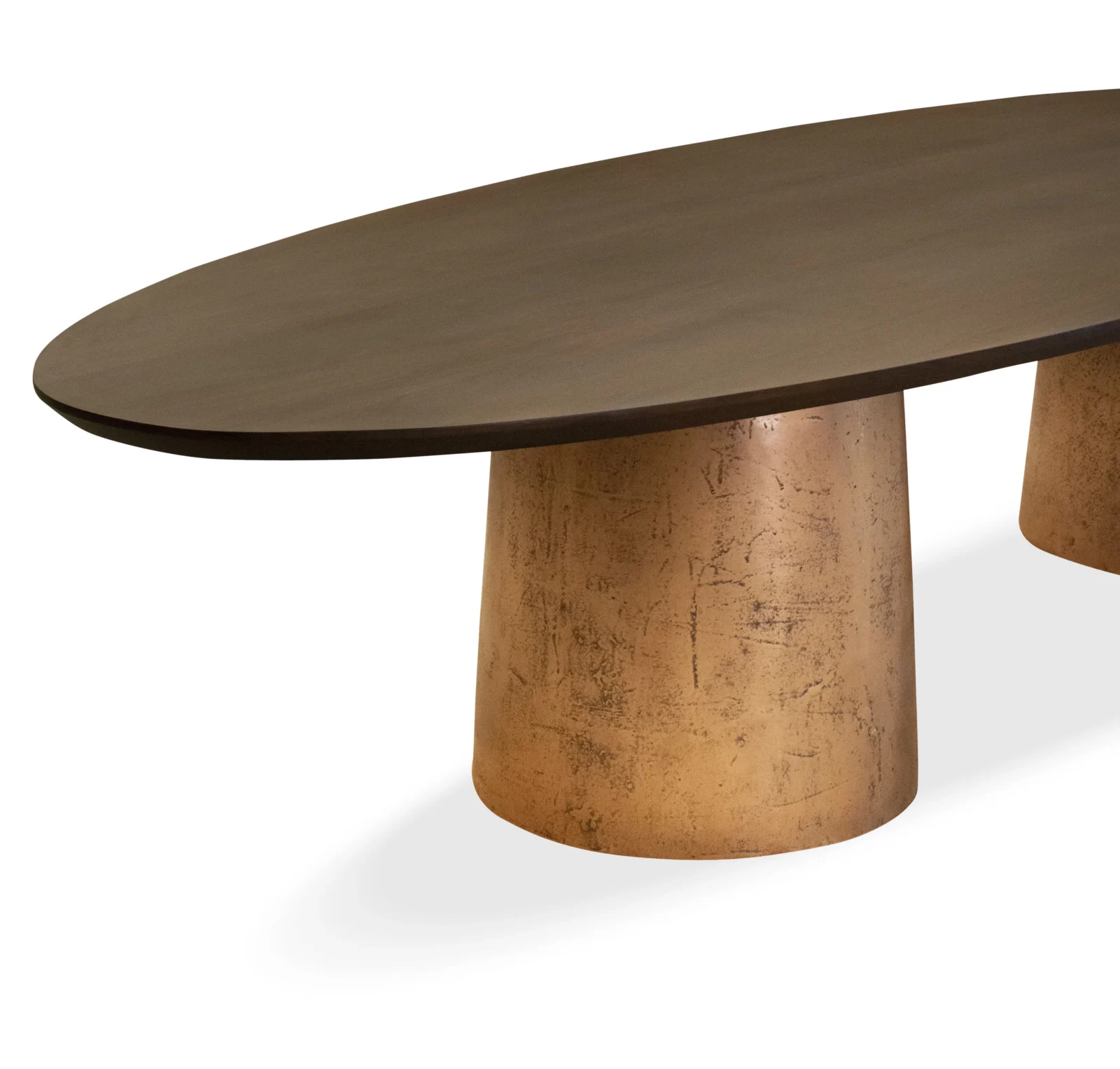 Benone - Cast Bronze & Lacquered Twin-pedestal Oval Dining Table With Quartz Top — 3