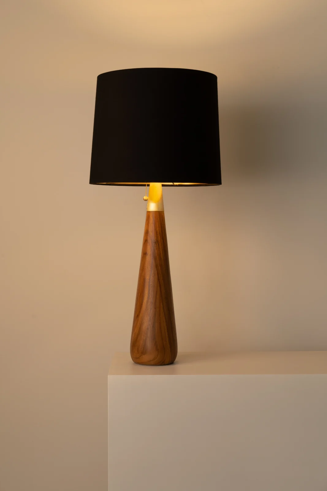 Galaxy Table Lamp in Parota Wood and Brass — 2