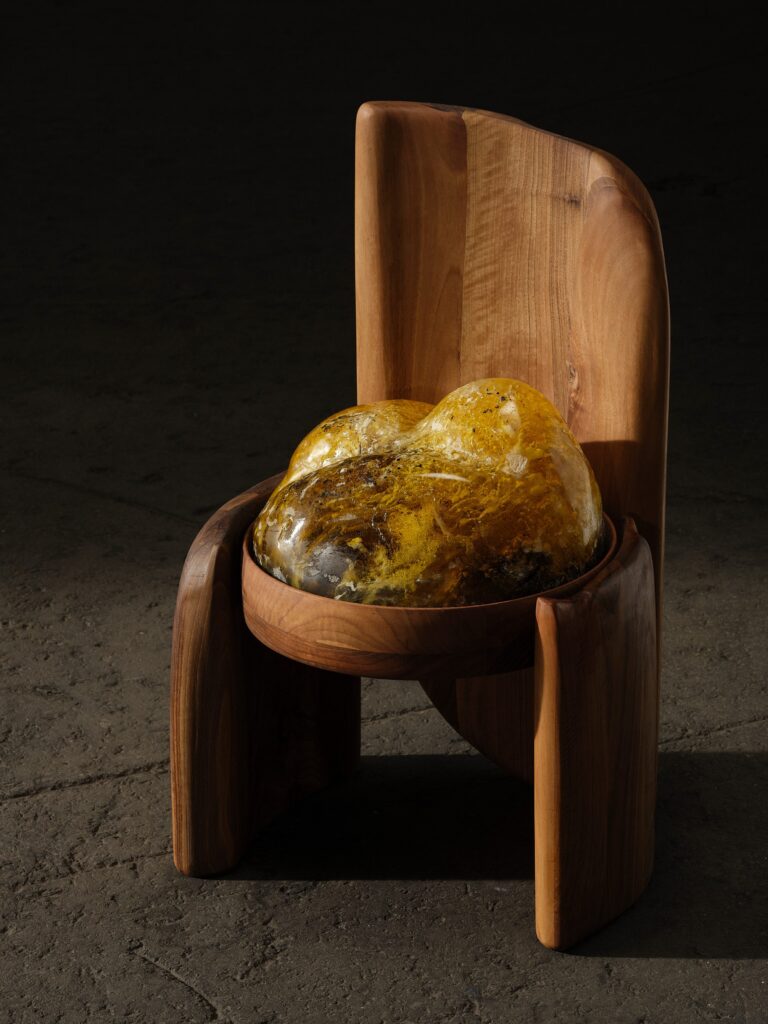 Sculptural Resin Walnut Chair by TOGIGI