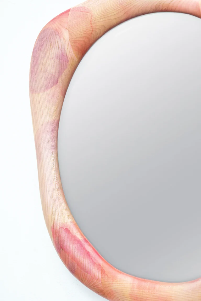 Sculptural Maple Wood Mirror - Rosa Painted Wood Stain — 2
