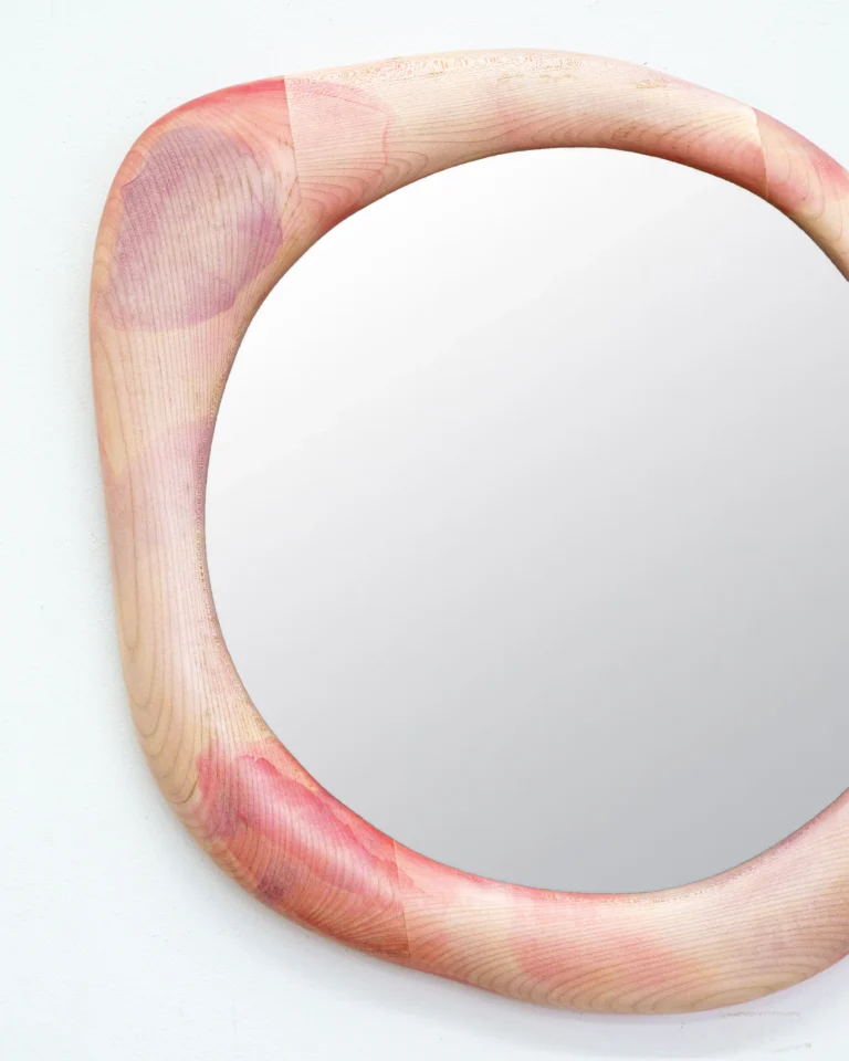 Sculptural Maple Wood Mirror - Rosa Painted Wood Stain — 3