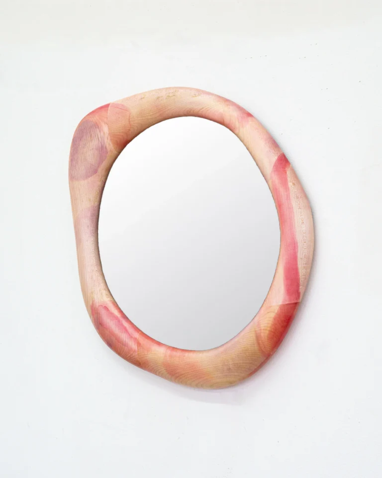Sculptural Maple Wood Mirror - Rosa Painted Wood Stain — 4