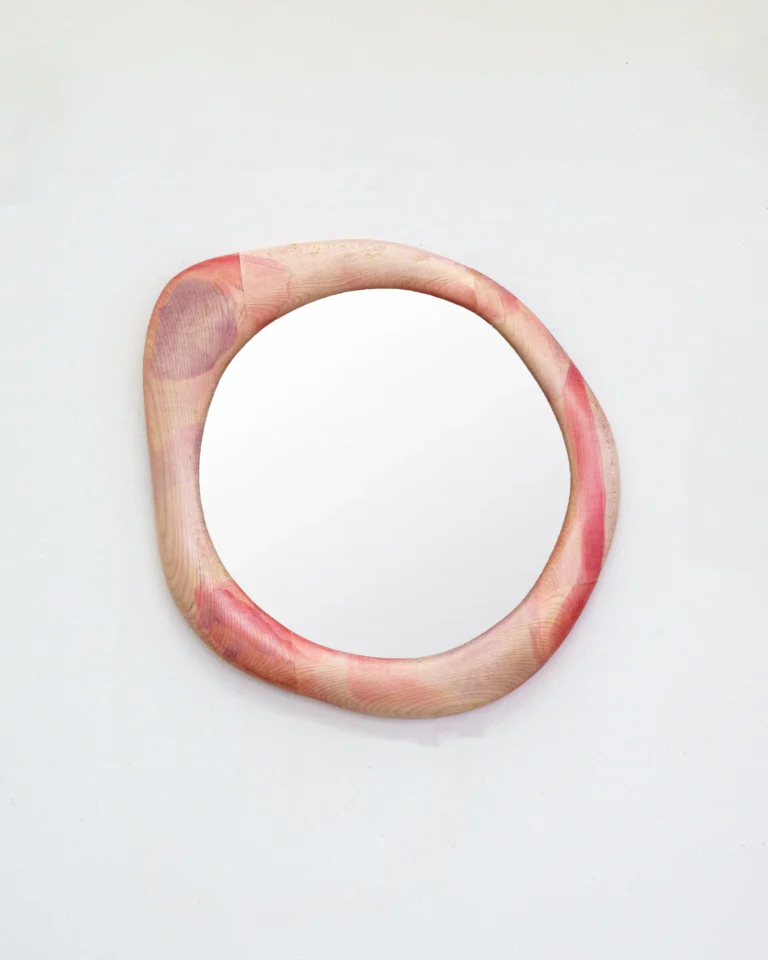 Sculptural Maple Wood Mirror - Rosa Painted Wood Stain — 5