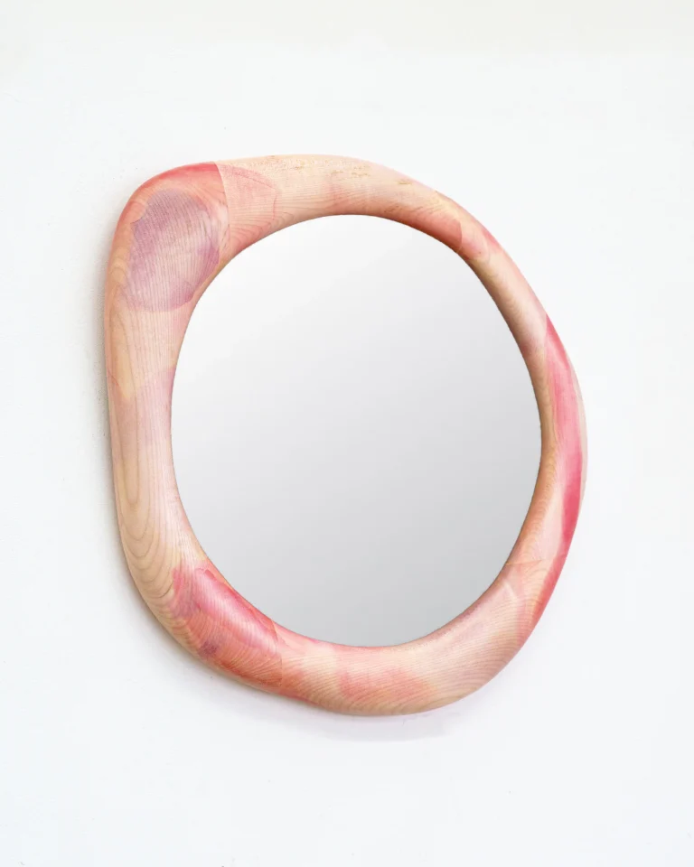 Sculptural Maple Wood Mirror - Rosa Painted Wood Stain — 6