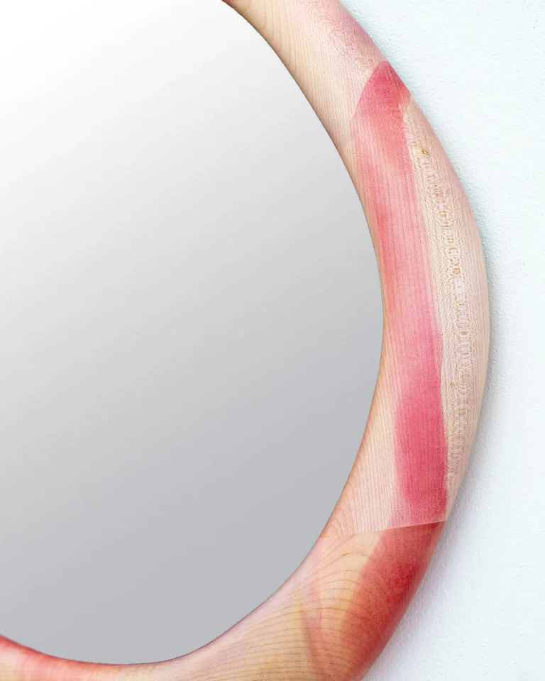 Sculptural Maple Wood Mirror - Rosa Painted Wood Stain — 7