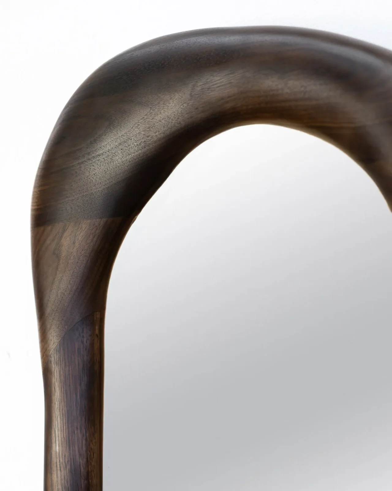Sculptural Mirror With Shelf - Slightly Charred Walnut Wood — 4