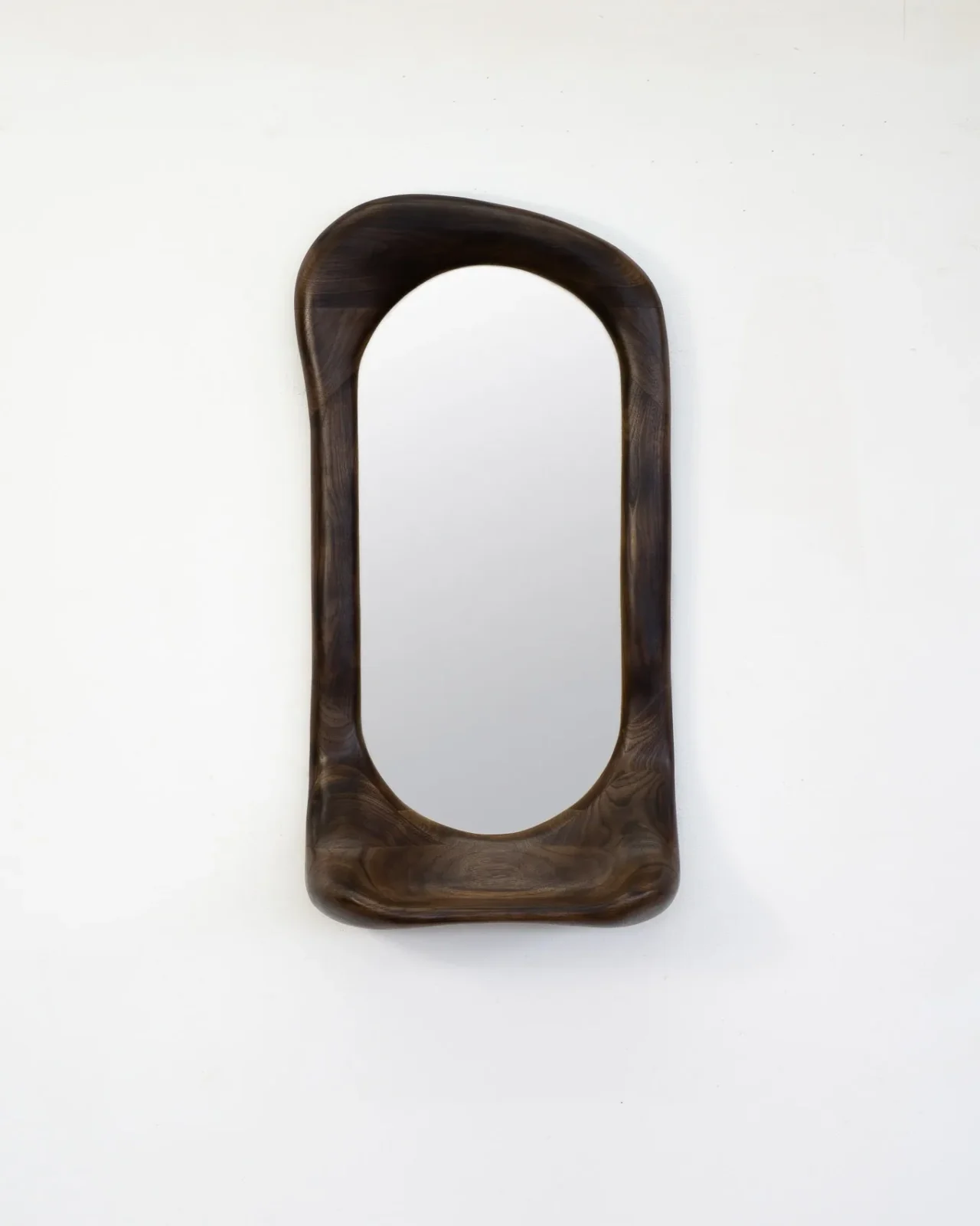 Sculptural Mirror With Shelf - Slightly Charred Walnut Wood — 6