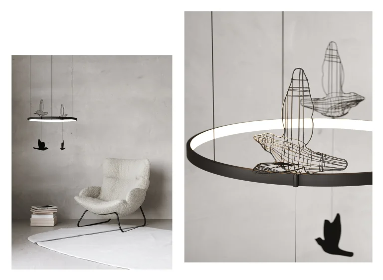 Flight Shadows Circular Pendant Lamp in Steel — 2