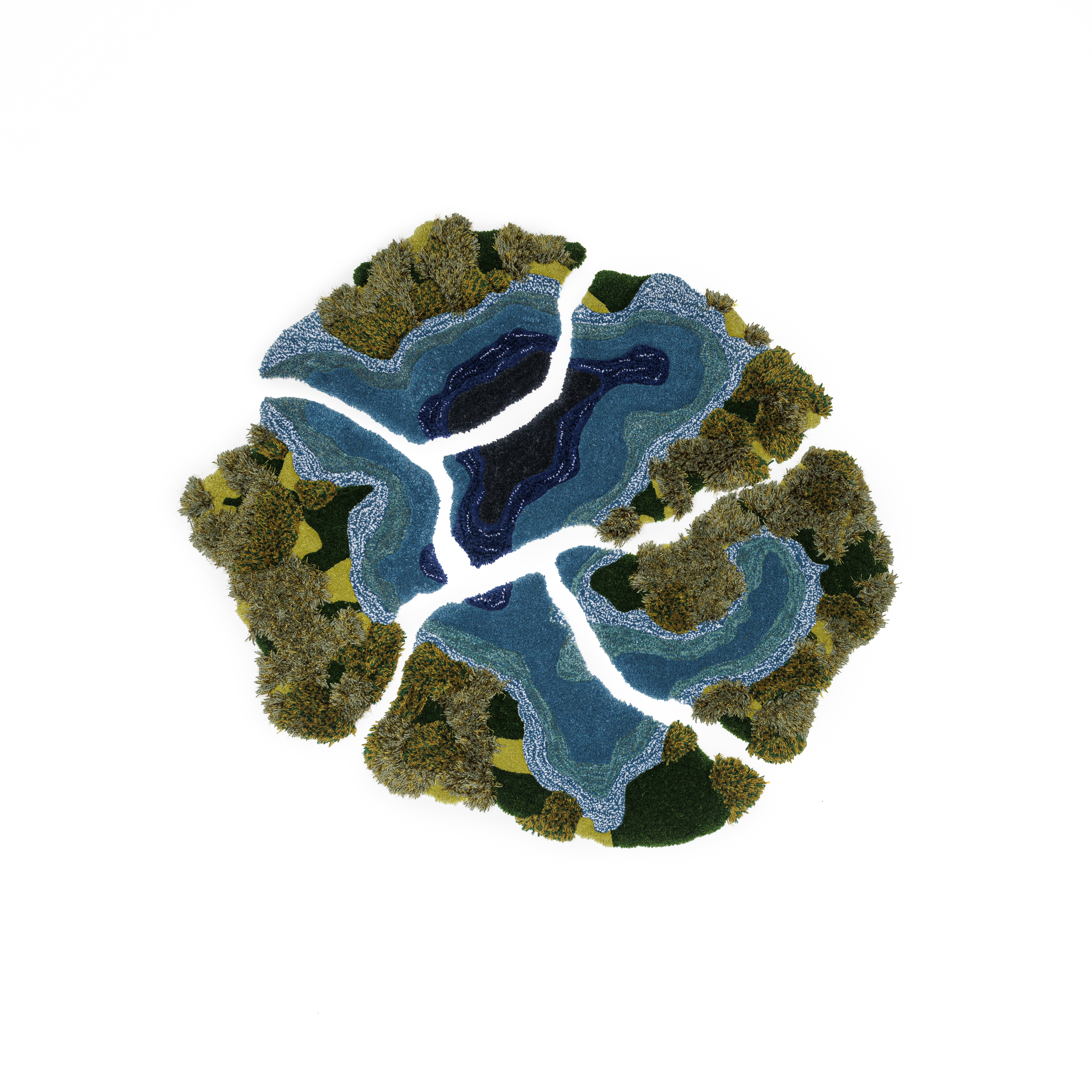 Arreso five-piece wool landscape puzzle rug by Viktorija Kuliavaite