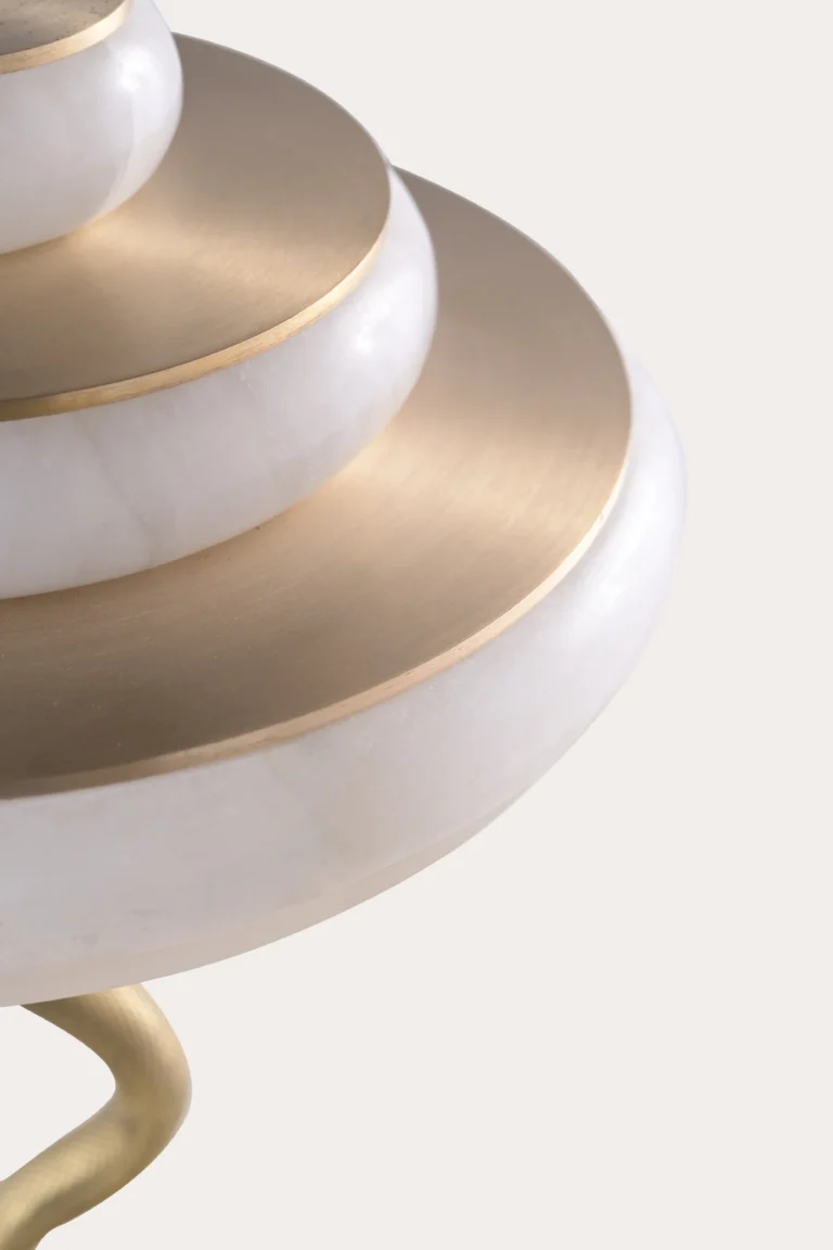 Barbell Table Lamp 2.0 In Brass And Alabaster — 3