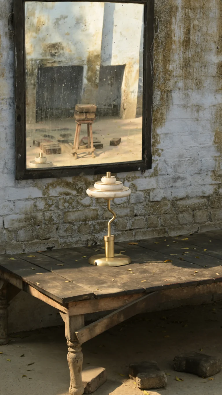 Barbell Table Lamp 2.0 In Brass And Alabaster — 8