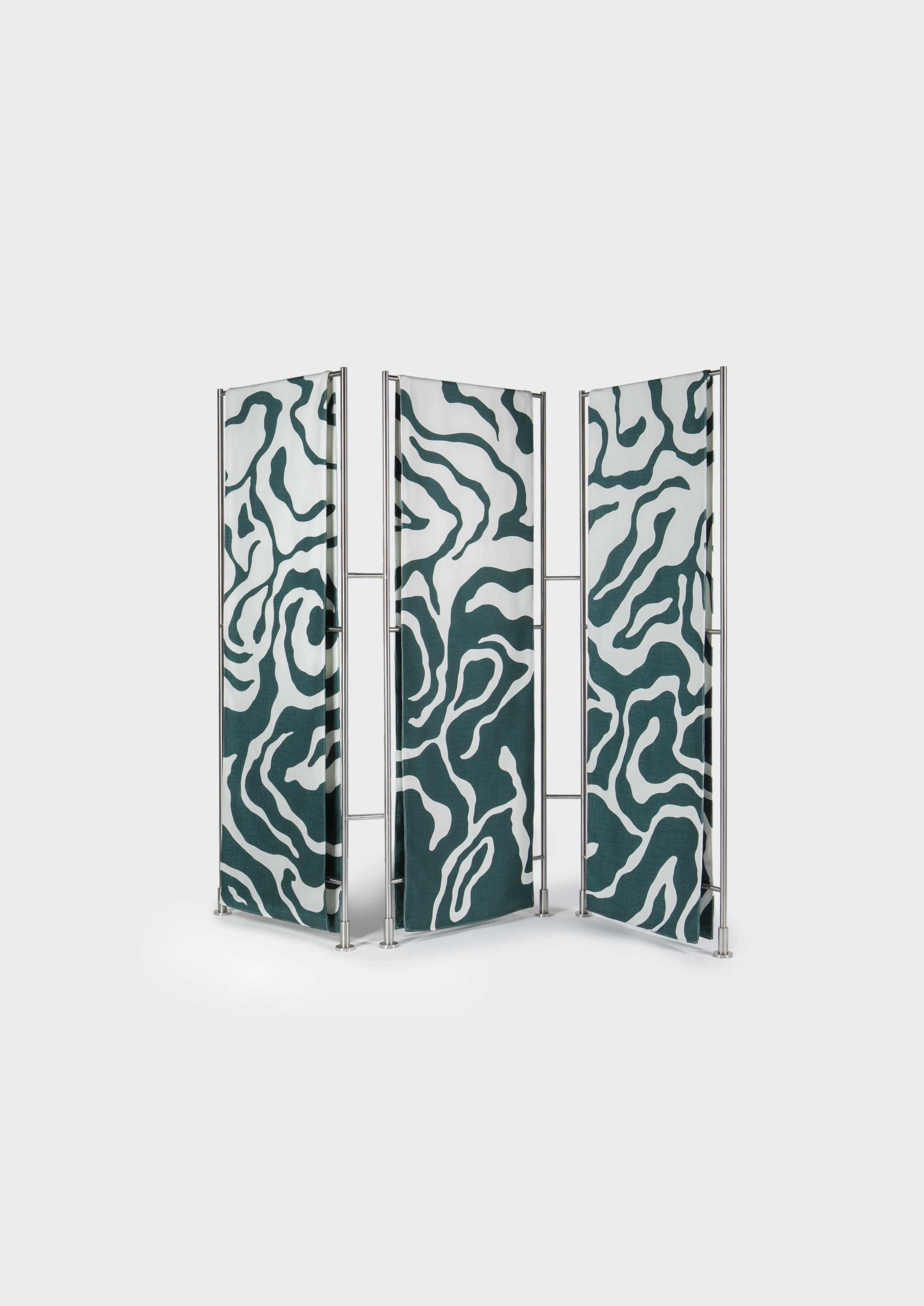 Quattro removable textile and steel room divider by Daniela Pinotti