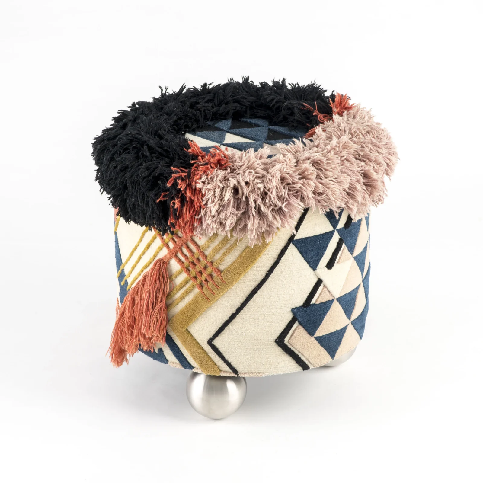 Tilda Pouf - Tibetan Wool / Wooden Base — 2