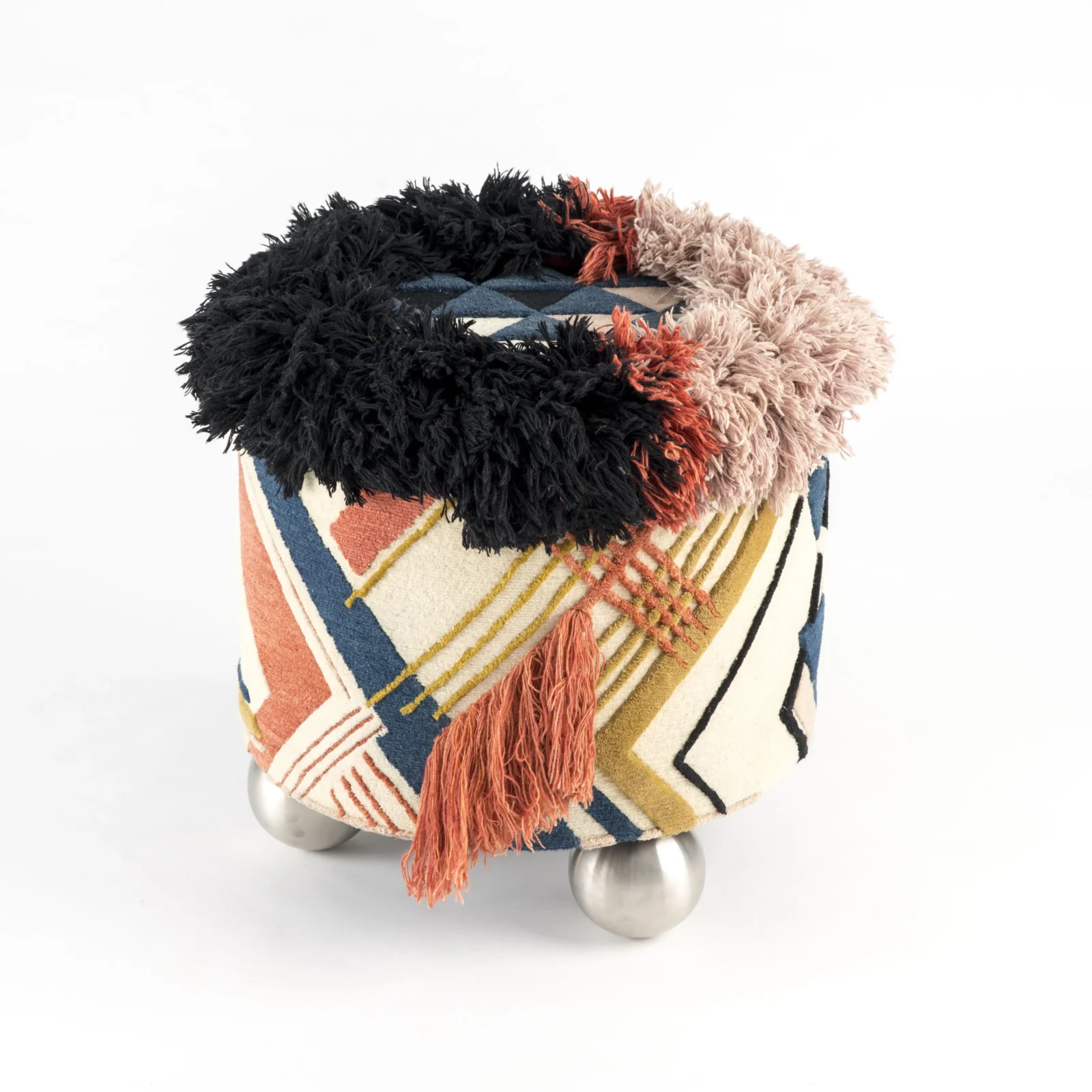 Tilda Pouf - Tibetan Wool / Wooden Base — 3
