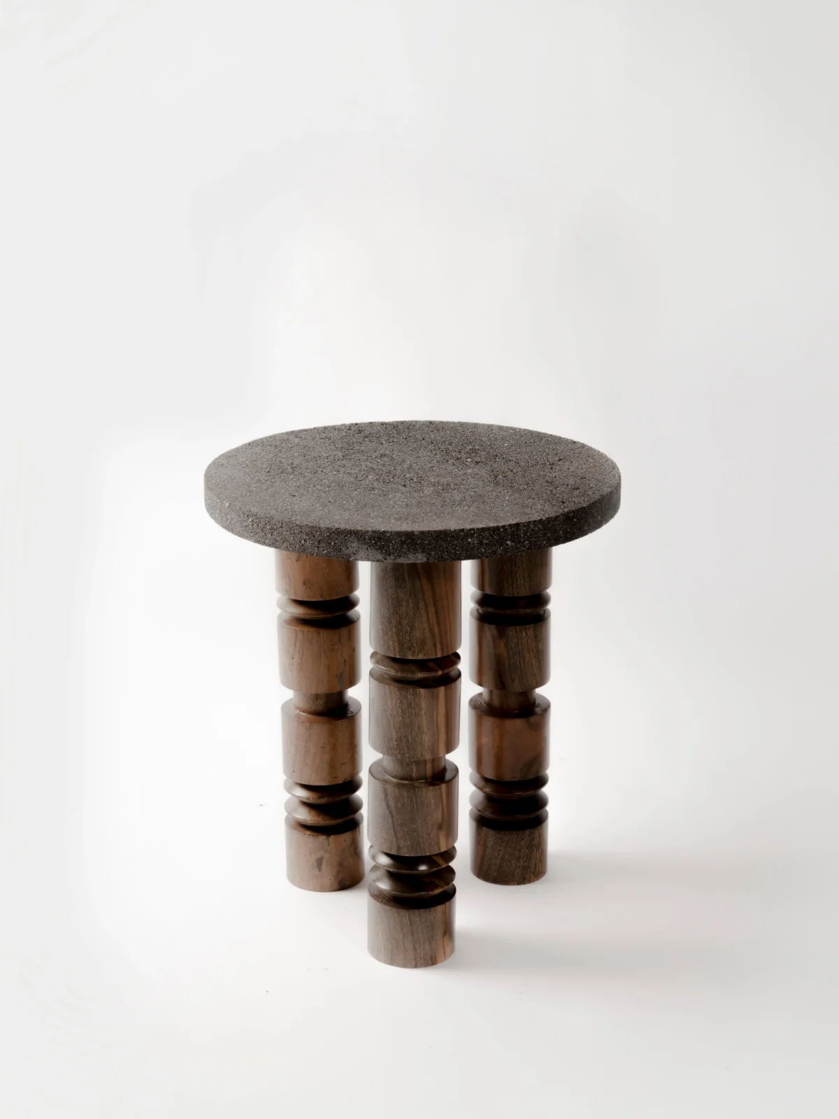 Fos Hill - Volcanic Stone / Yucatan Wooden Side Table — 2
