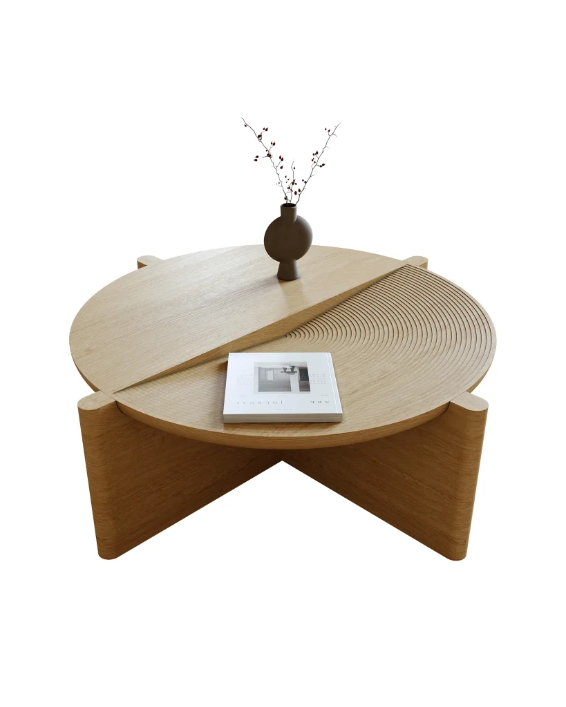 Arkhe No 1 – Round Oak Coffee Table — 6
