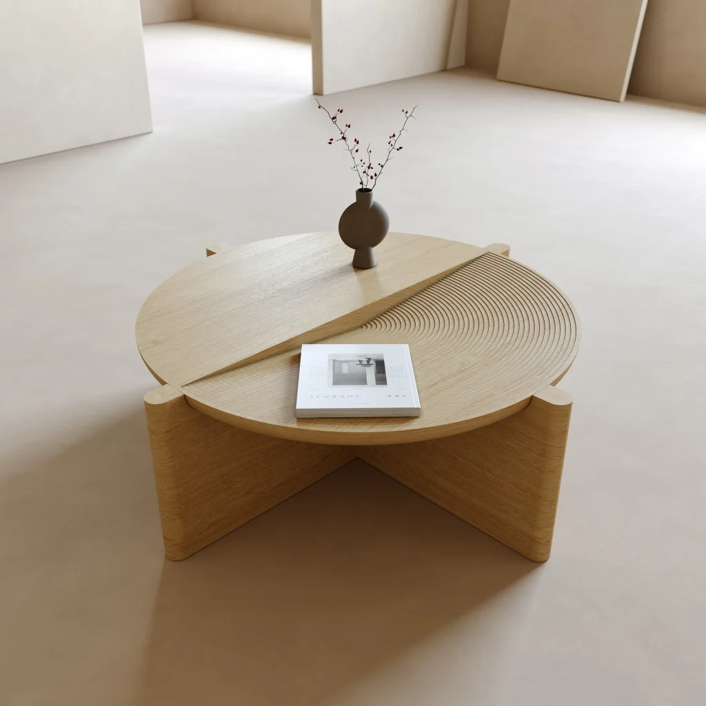Arkhe No 1 – Round Oak Coffee Table — 7