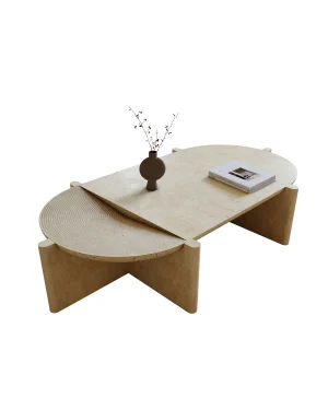 Arkhe No 1 – Oval Travertine Coffee Table