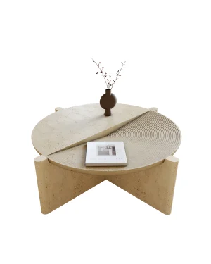 Arkhe No 1 – Round Travertine Coffee Table