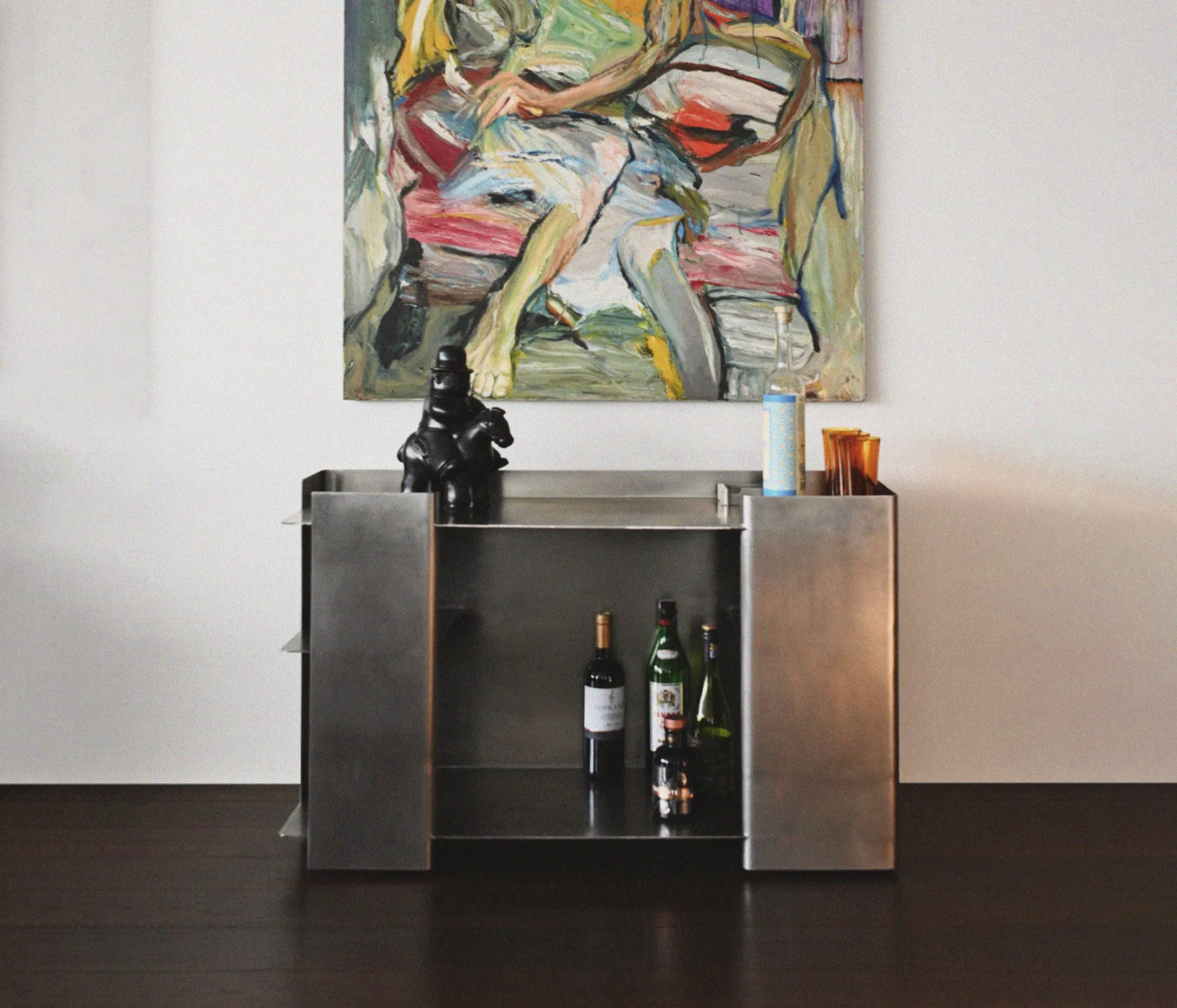 Stainless Steel Bar Cart by NAVE, hand-formed sheet metal