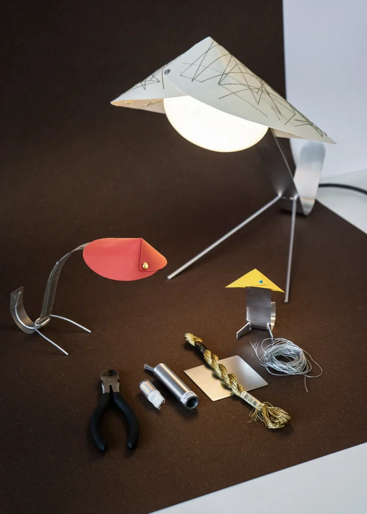 Mantis Table Lamp X Nicole Chui In Metallic Threads & Brushed Aluminium Finish — 2