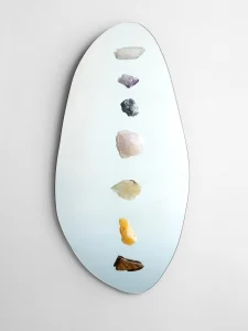 Chakra Mirror No. 1 crystal wall mirror with real crystals by Danish artist Anne Nowak