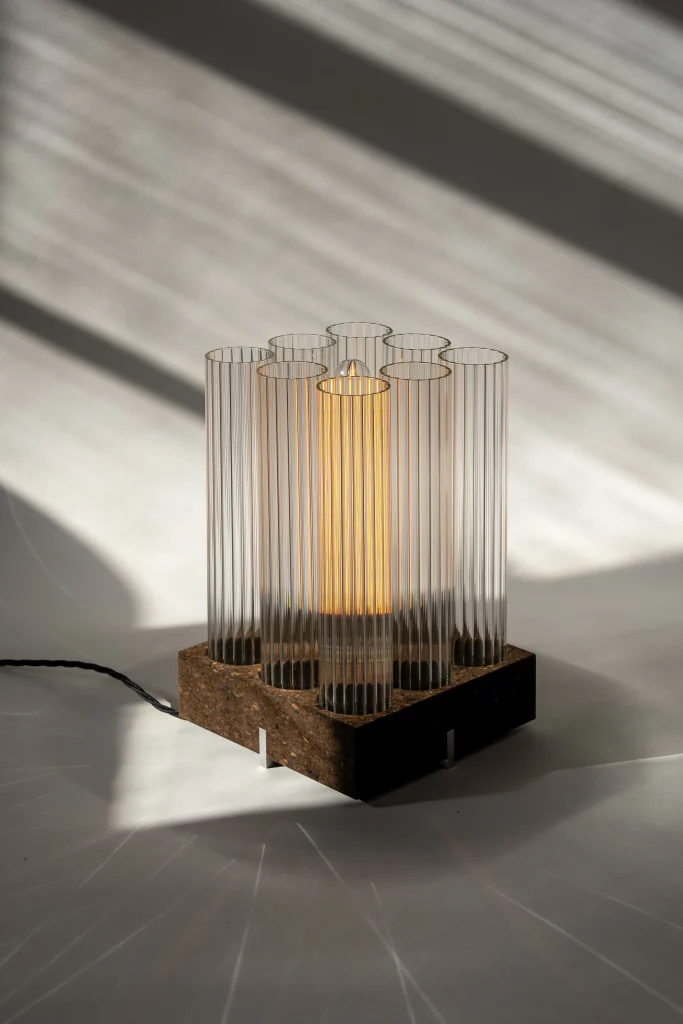 Cork X Lamp 01 Table Lamp in Cork and Glass — 3