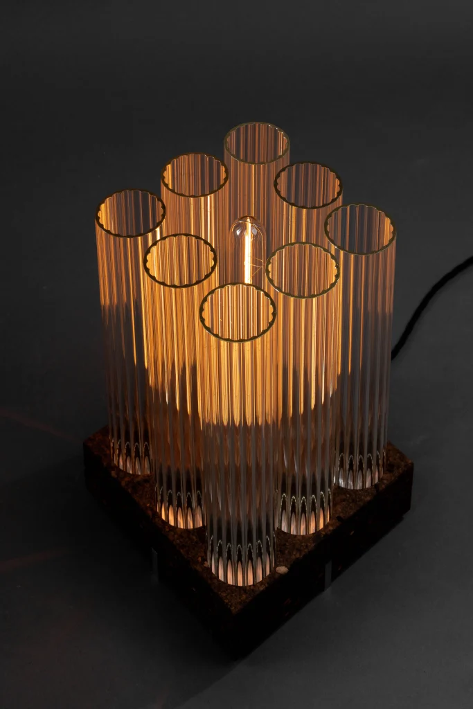 Cork X Lamp 01 Table Lamp in Cork and Glass — 5