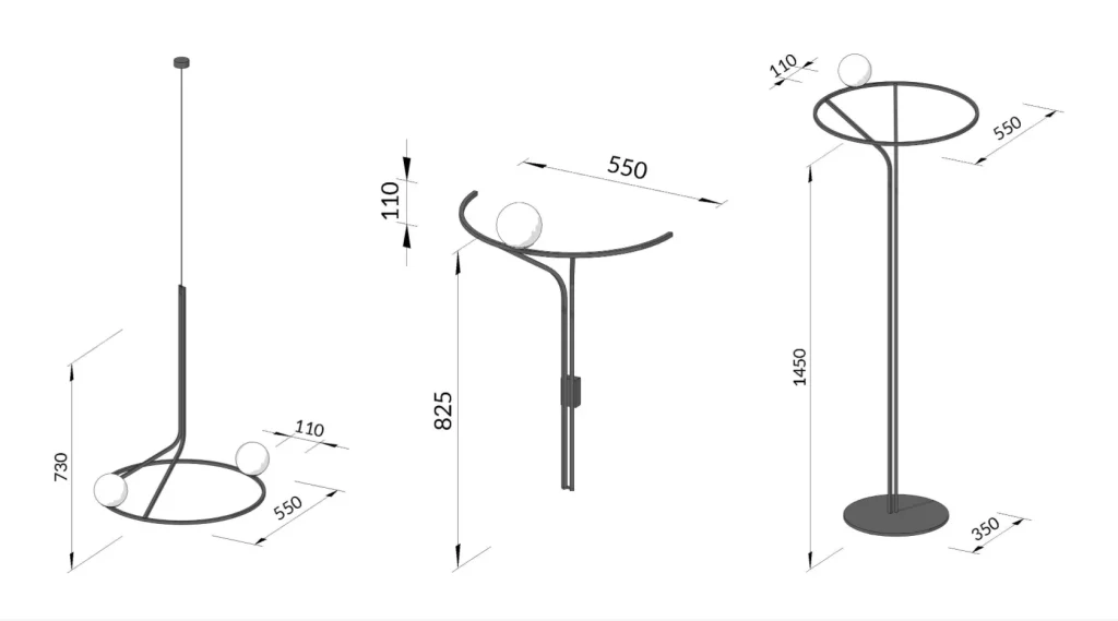 Na Linii Pendant Lamp in Steel and Glass — 6