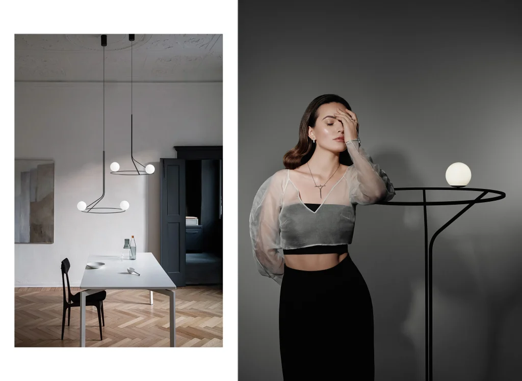 Na Linii Pendant Lamp in Steel and Glass — 5