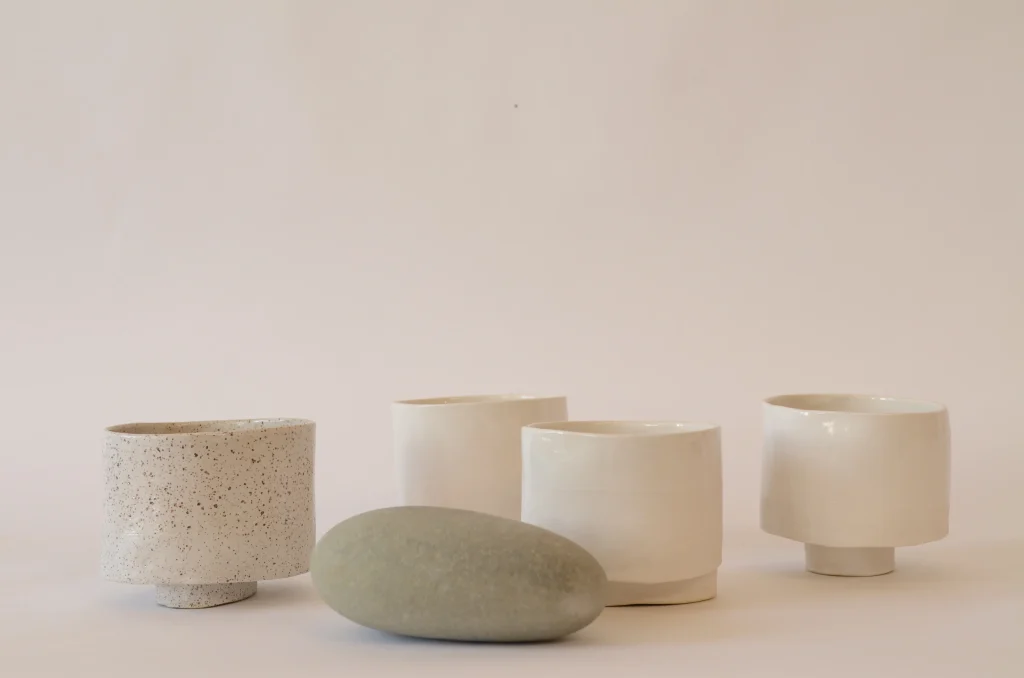 White & Speckled Stoneware Chawan — 3