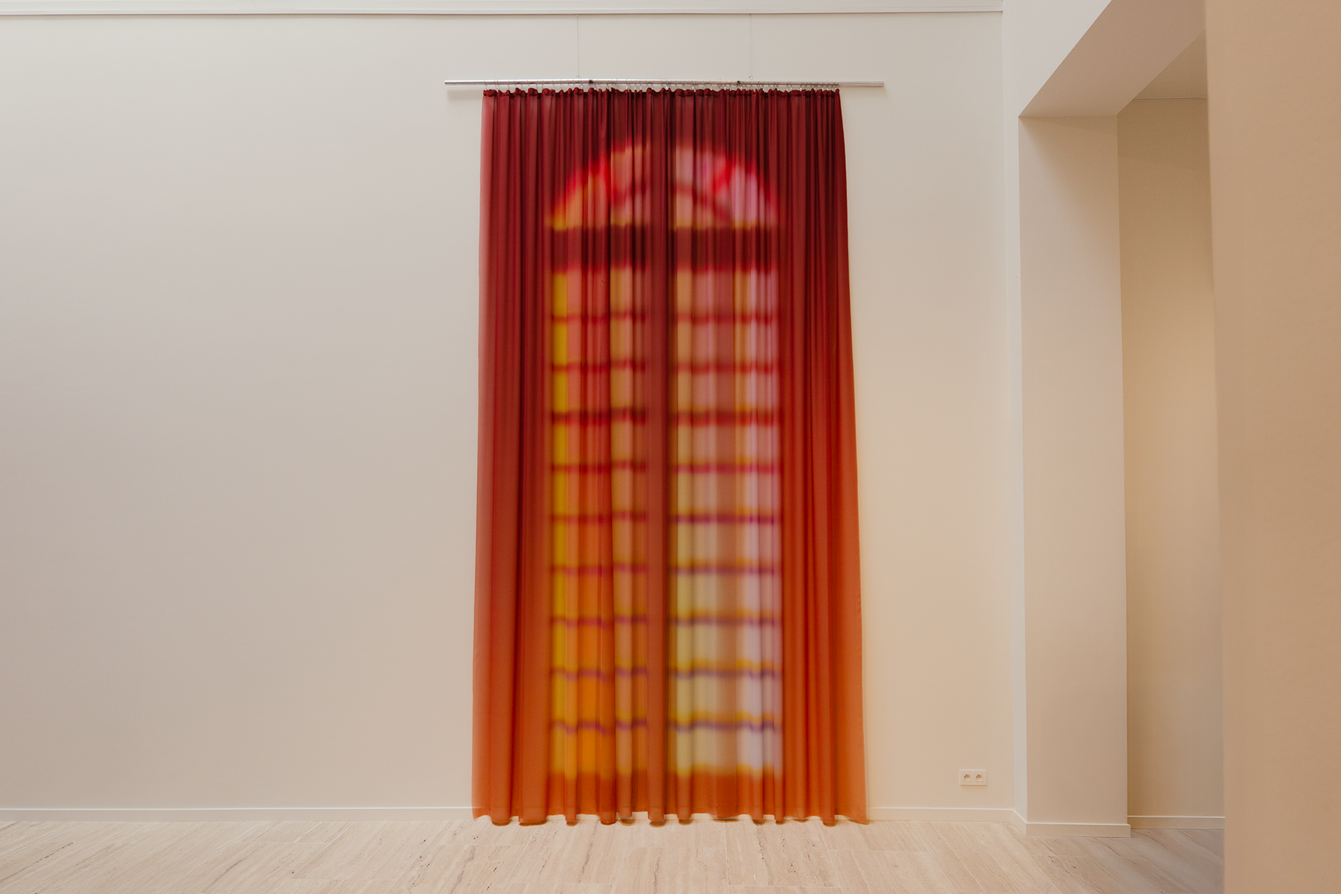 Imprint curtain in red and orange by Studio Yvonne Mak