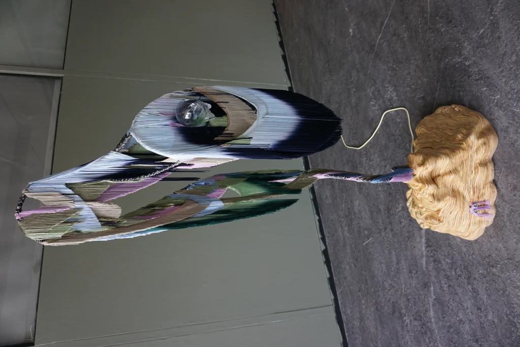 Shy Floor Lamp in Birch Wood and Blown Glass — 5