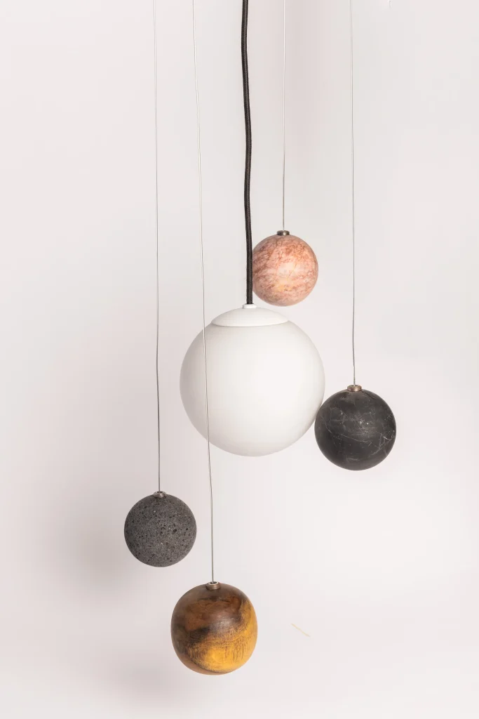 Planeta Ceiling Lamp in Marble and Volcanic Stone — 5