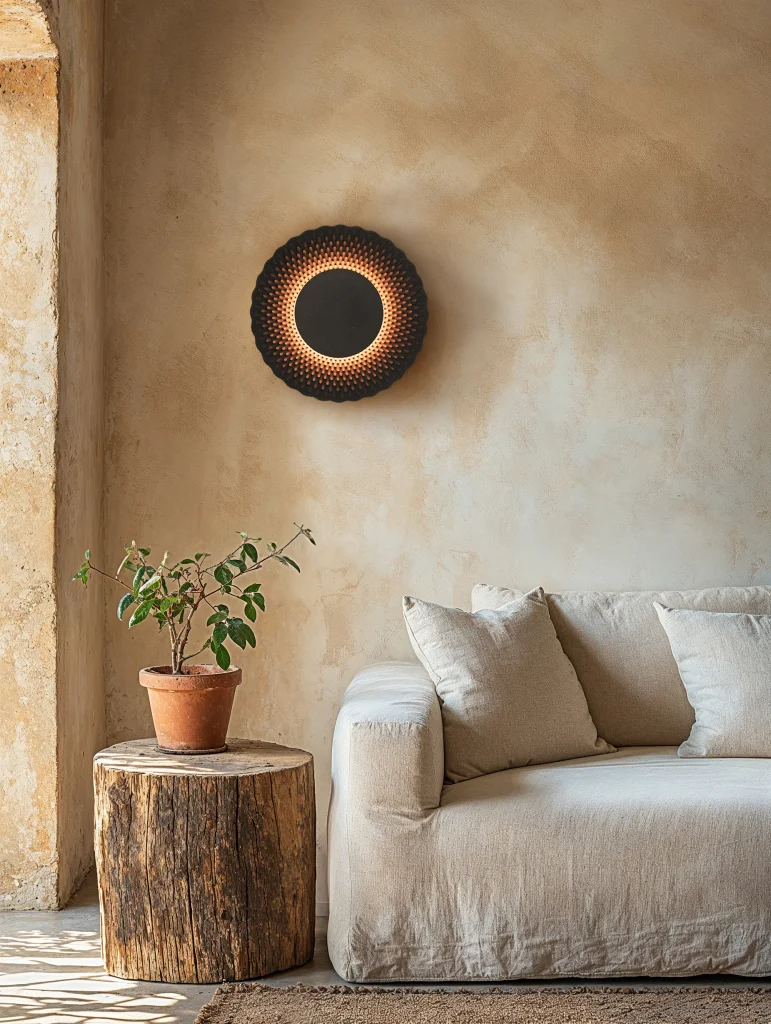 Sun Vxs 07 — Sculptural Wall Lamp In 3d-printed Sand — 5
